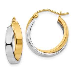 Crossover Double Round Hoops in 14k Two-tone Gold, 16mm (5/8 Inch)